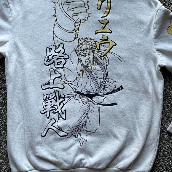 White Street Fighter Mens Medium Hoodie, Gaming Pullover Japanese Manga Hoodie - Picture 5 of 8